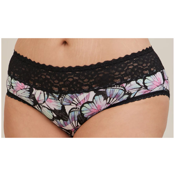 TORRID SIZE 6 SECOND SKIN MID-RISE HIPSTER LACE TRIM MINI LATTICE BACK PANTY - Picture 2 of 4